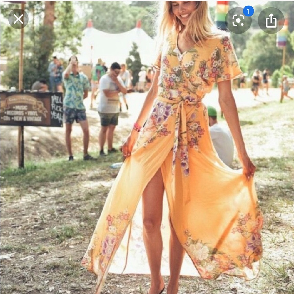 Yellow Blue Skies Wrap Maxi